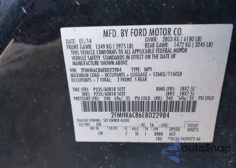 2014 Ford Flex Sel from USA, damaged, VIN 2FMHK6C86EBD22984